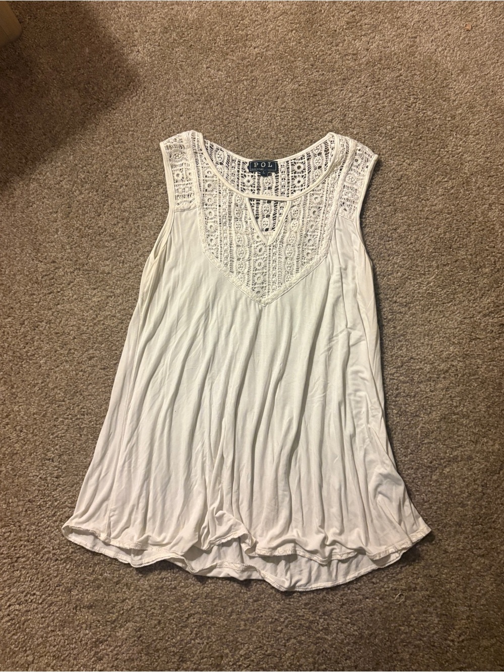 Pol White Lacy Tank